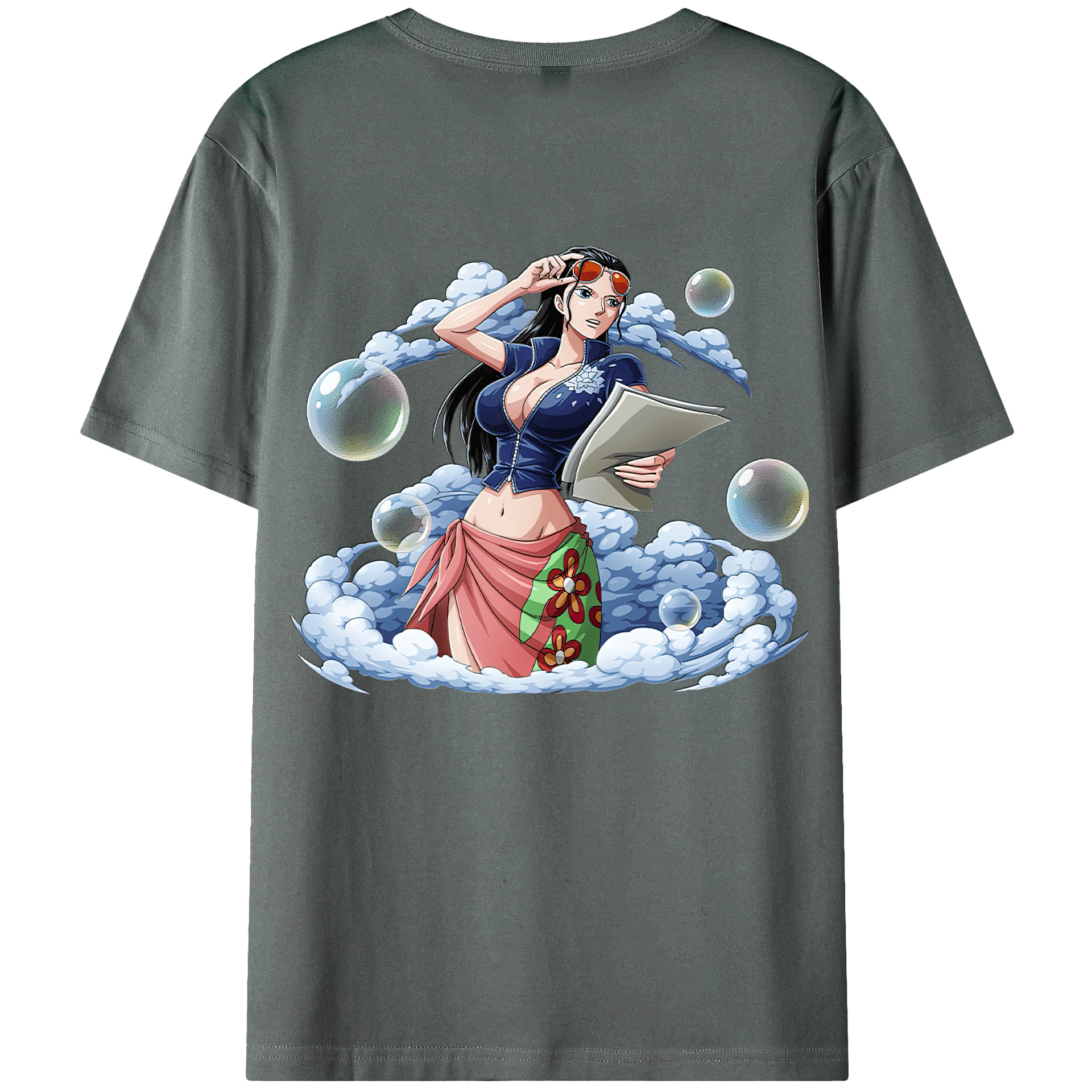 ワンピース ニコ・ロビン ONE PIECE Nico Robin 綿100％ メンズ半袖Tシャツ（バックプリント） 通気性